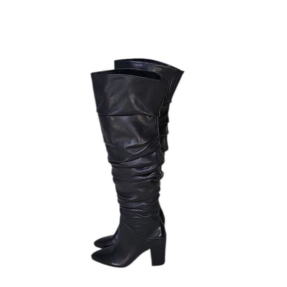INC International Concepts Women's Tabithaa Leather Over The Knee Black 9 M NIB - Picture 3 of 9